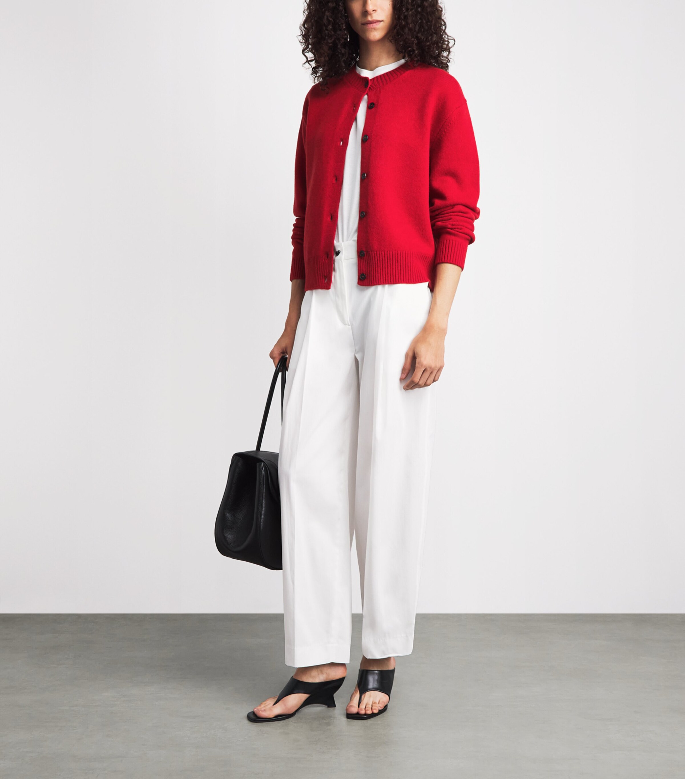 Róhe Womens Stretch-Wool Classic Cardigan Red Image 2