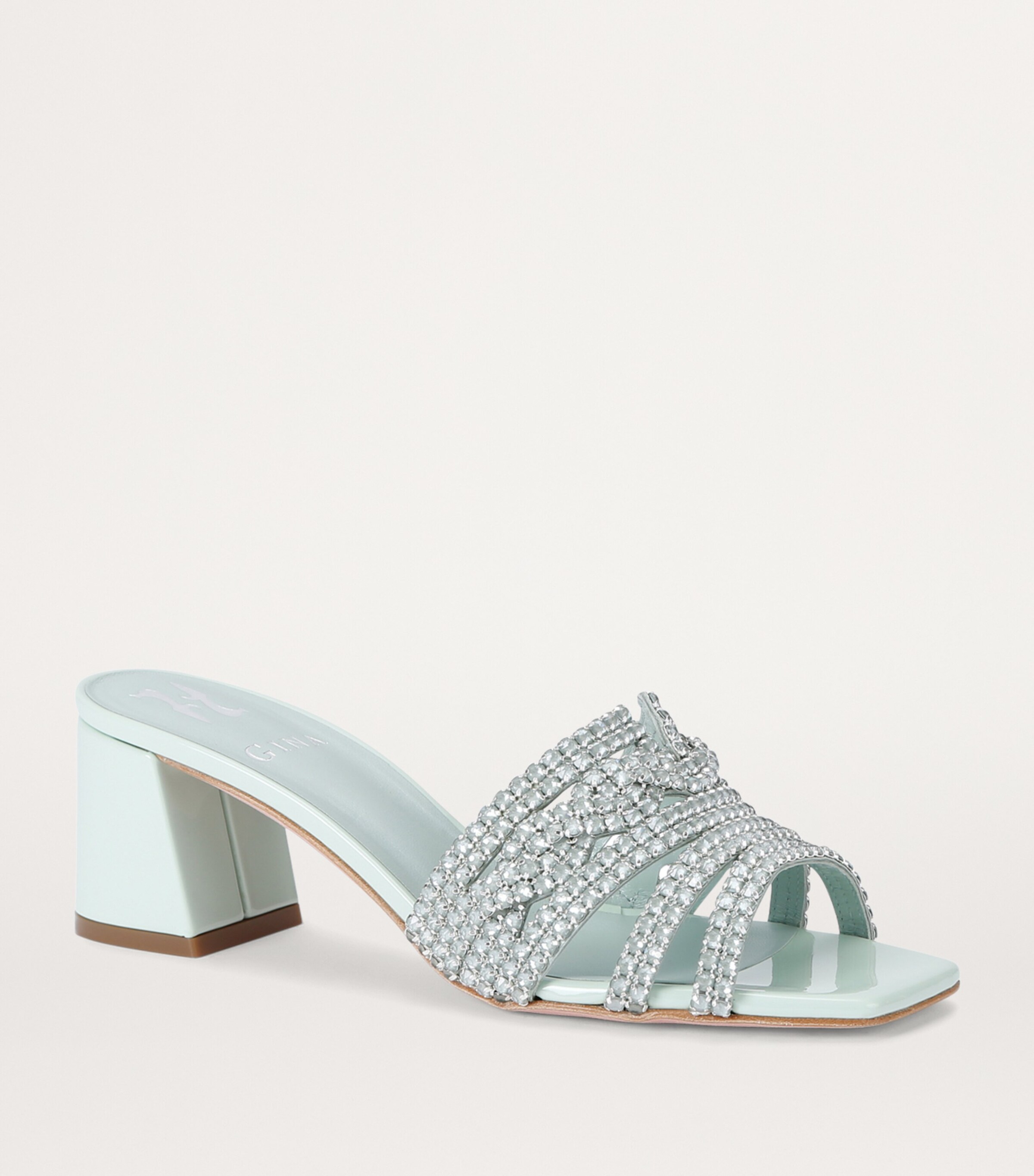 Gina Leather Embellished Utah Mules 55 Pale Green Image 3