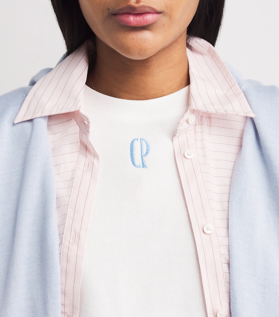 Claudie Pierlot Womens Cotton Piqué Embroidered T-Shirt Ecru Image 3