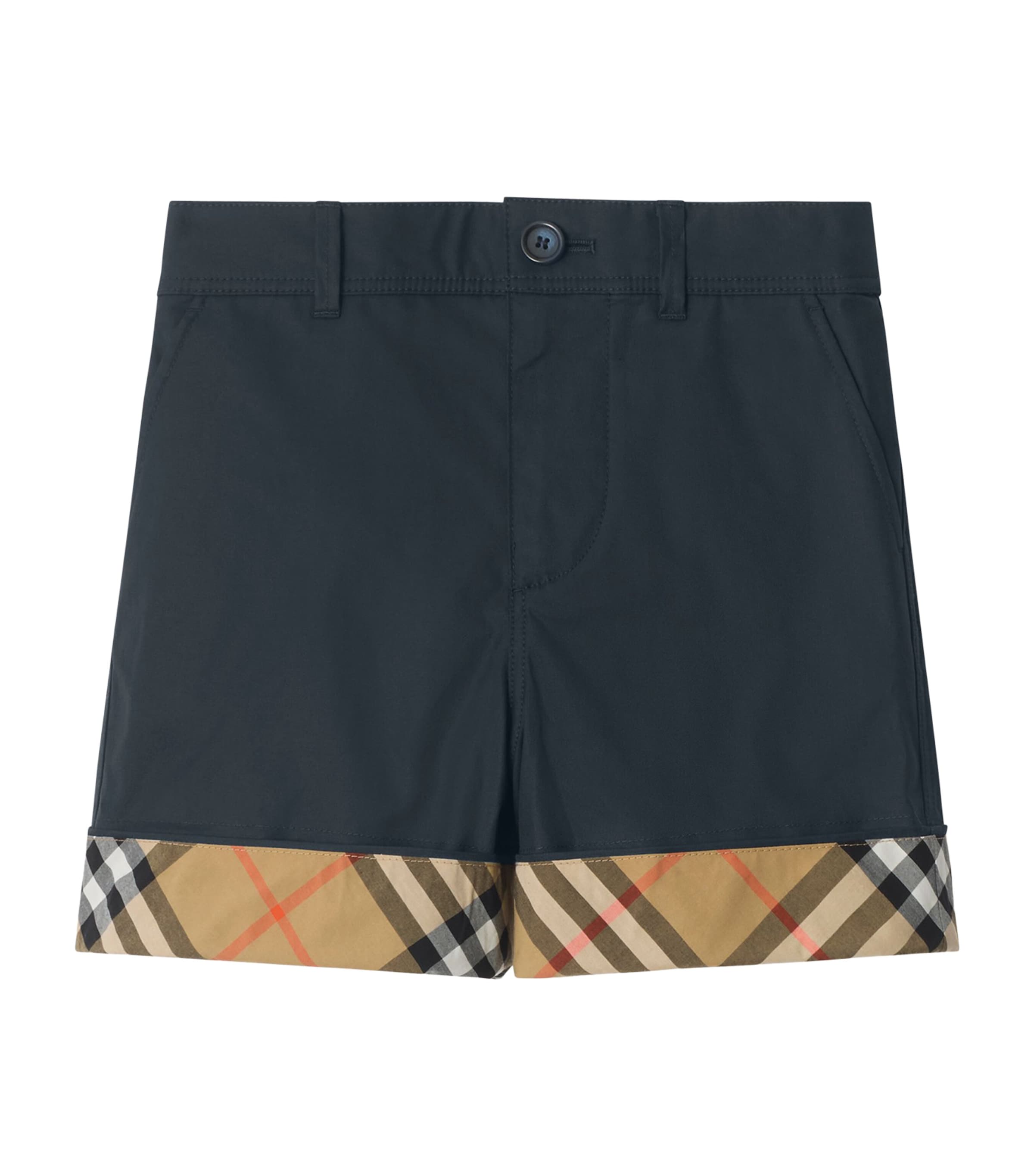Cotton Check-Cuff Shorts (3-12 Years) NAVY BLACK Image 1