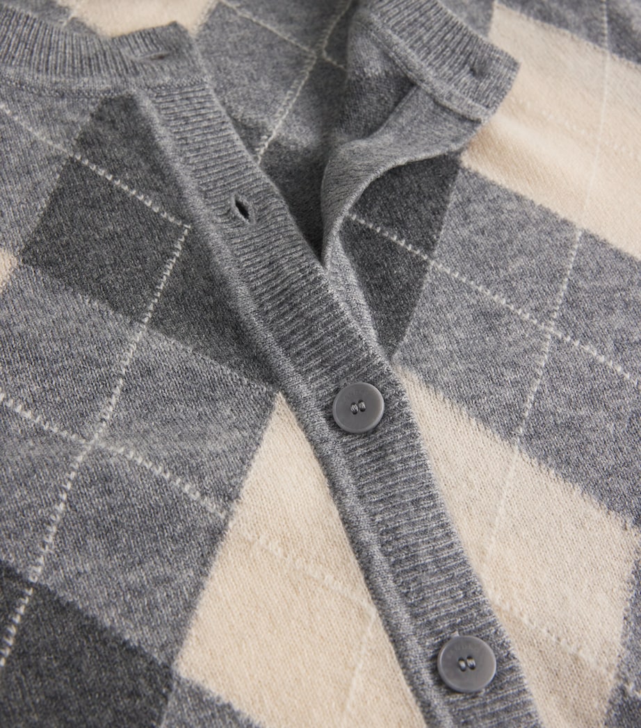 Wool-Cashmere Argyle Cardigan GREY Image 5