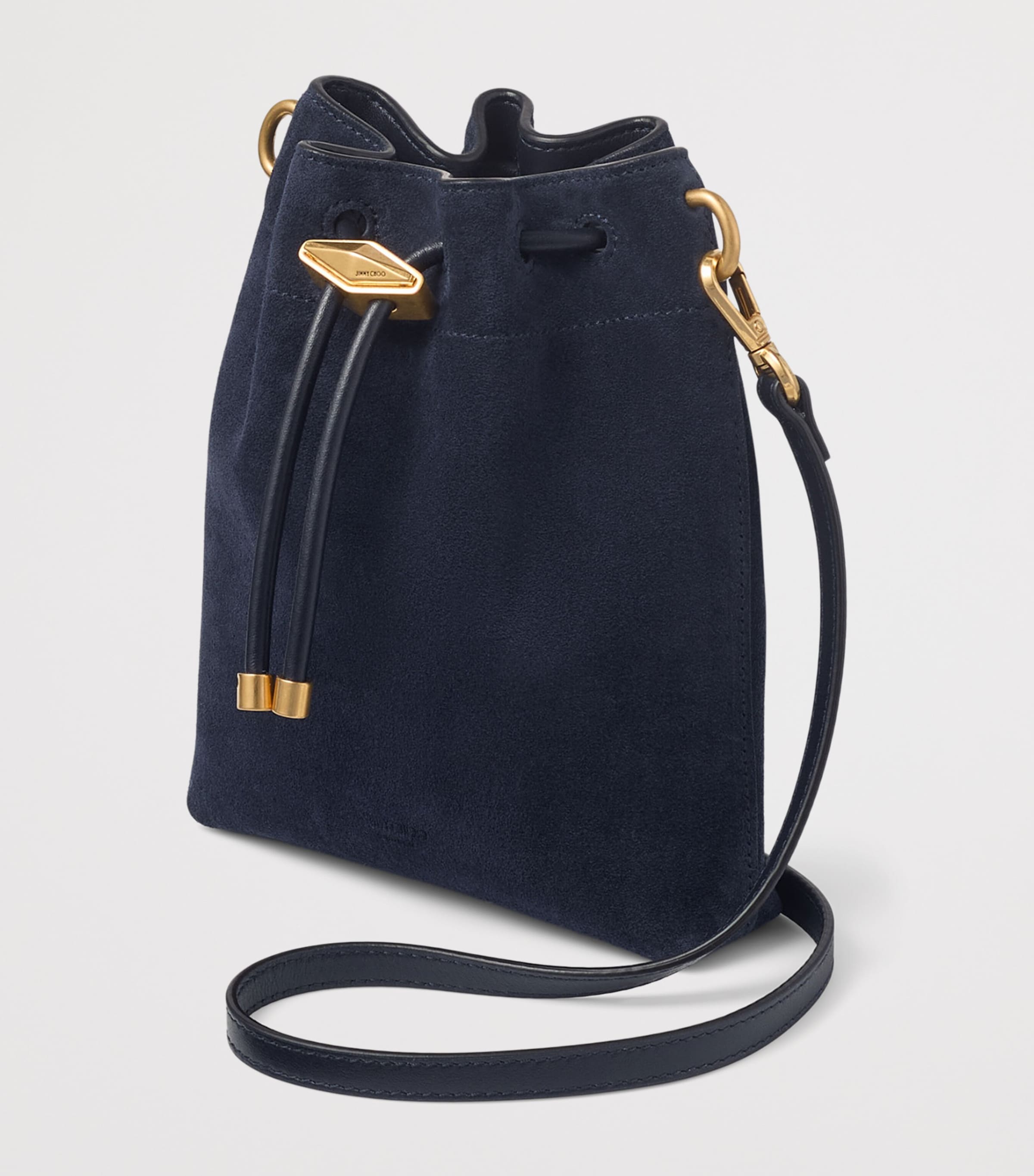 Suede Cinch Mini Bucket Bag MARINE/GOLD Image 2