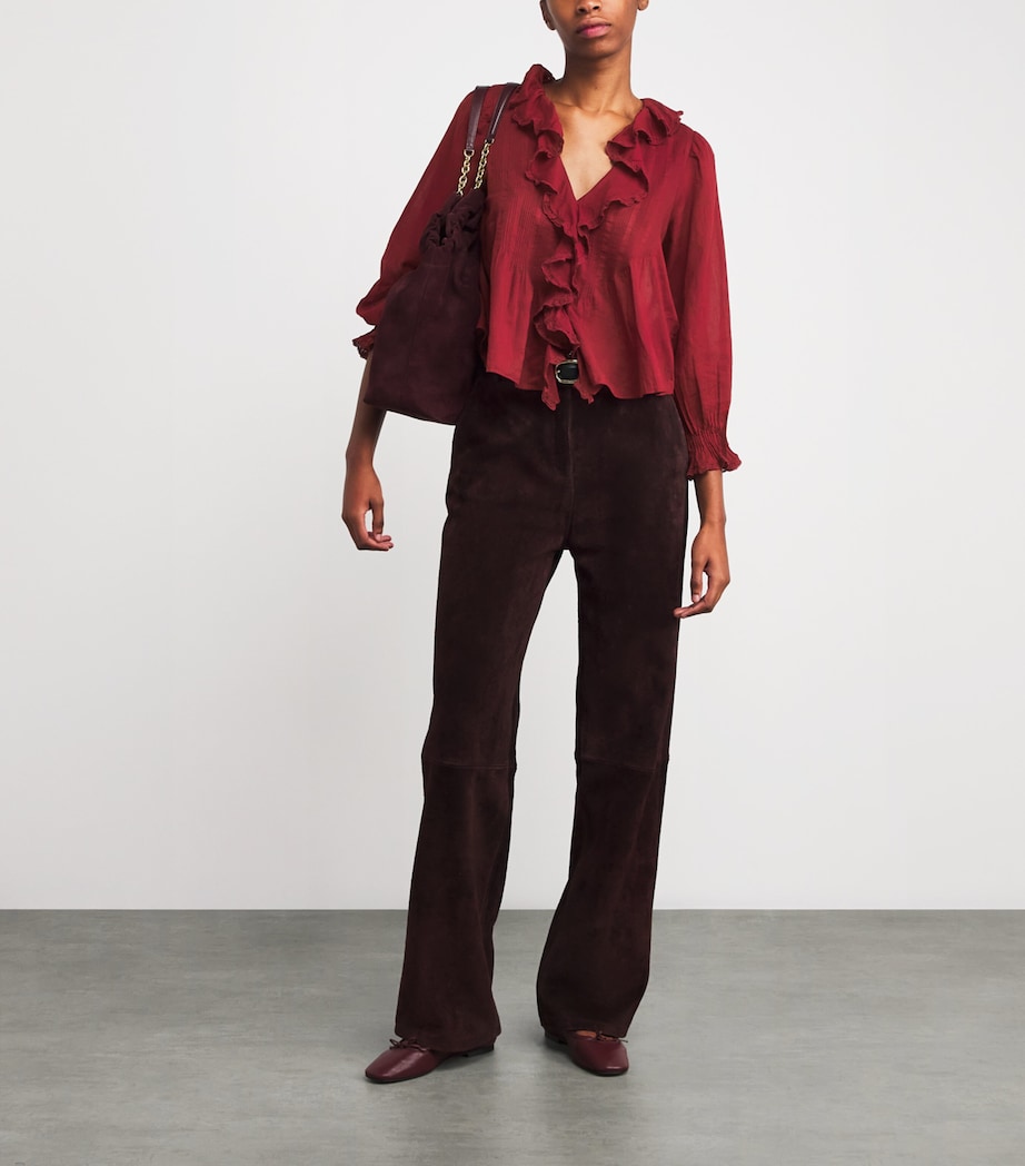 Organic Cotton Ruffled Hardy Blouse DEEP CRIMSON Image 2