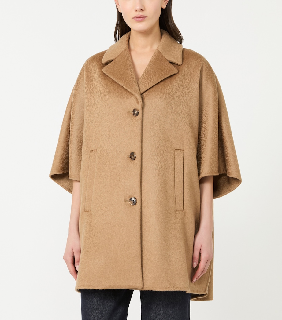 Max Mara Womens Cashmere Oversized Cape Camel Image 3