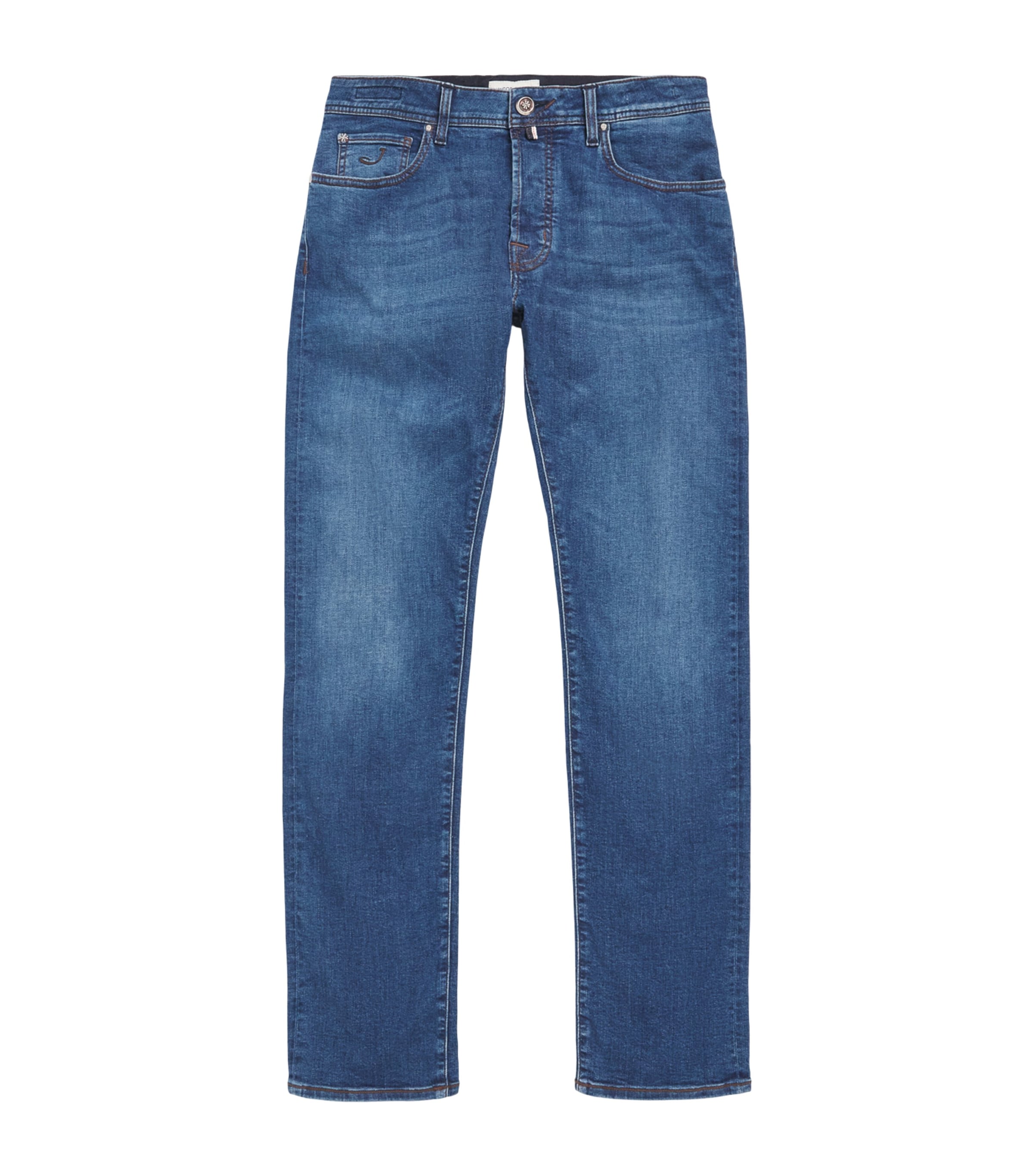 Jacob Cohën Mens Limited Edition Pony Hair-Patch Bard Tapered Jeans Medium Blue Image 1