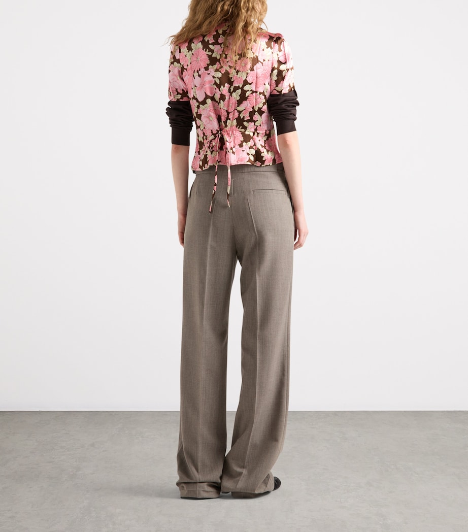 Satin Floral Print Shirt F0192 Image 5