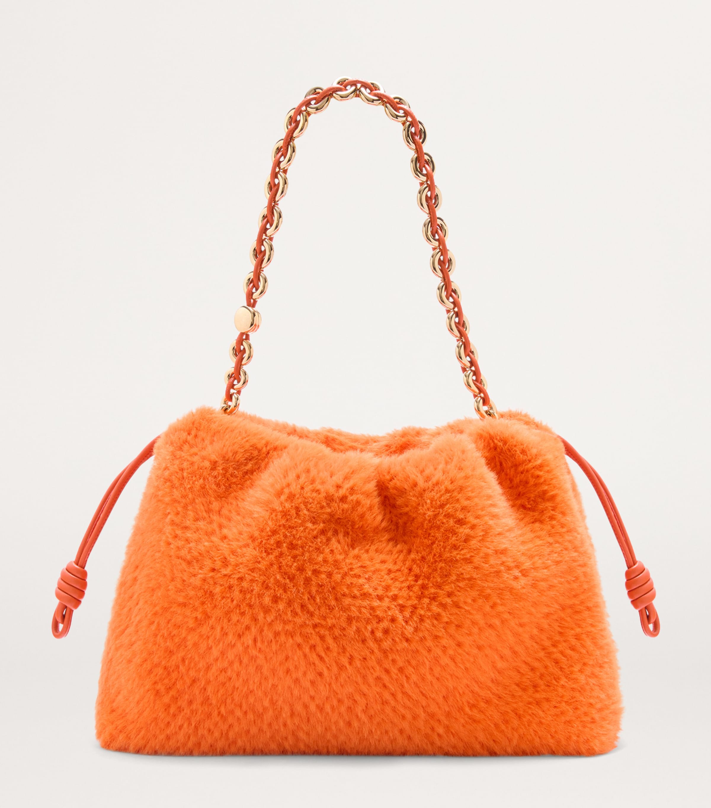 LOEWE Orange Large Fluffy Flamenco Clutch Bag | Harrods UK