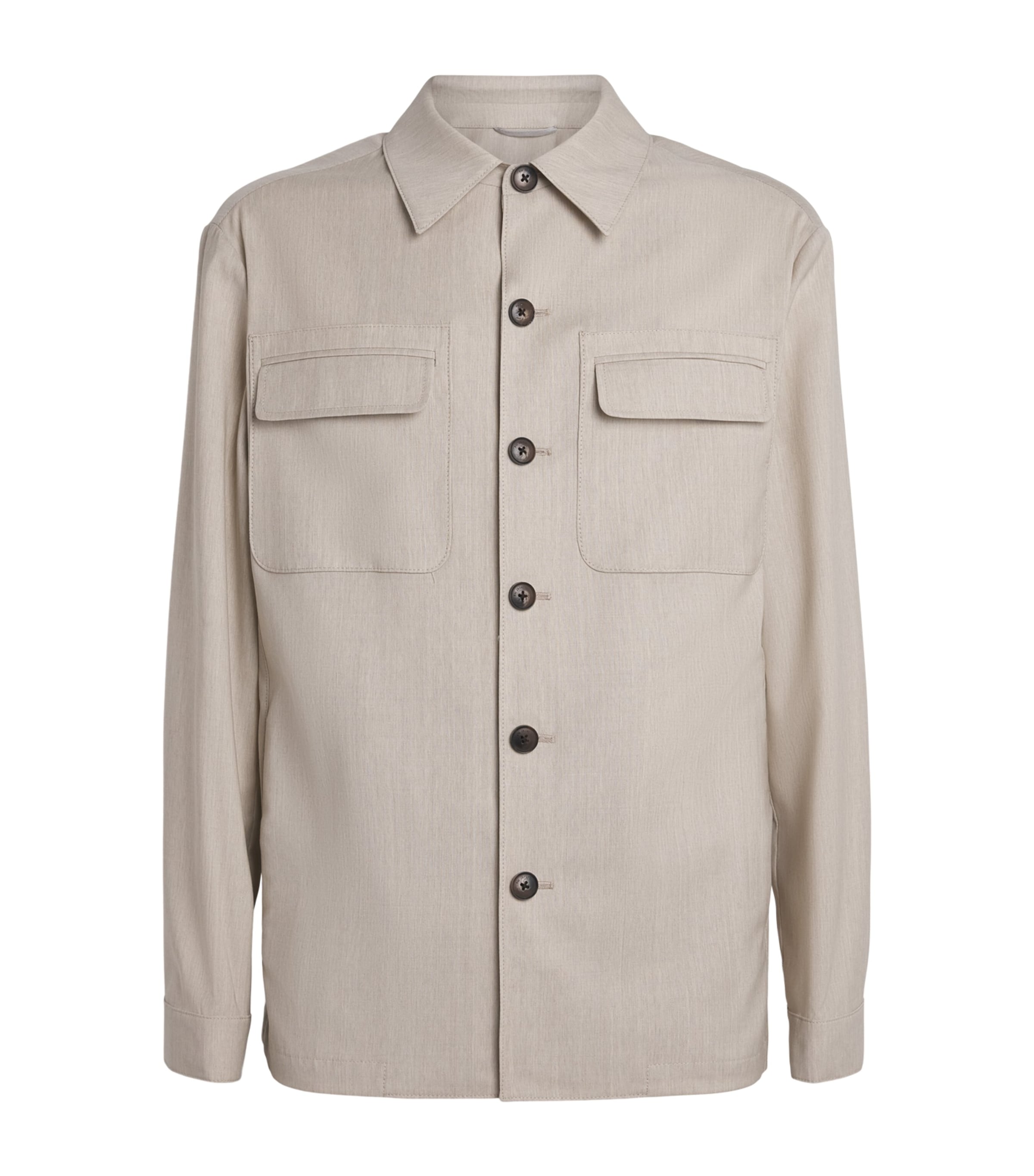 Pal Zileri Mens Stretch-Virgin Wool Overshirt Natural Image 1