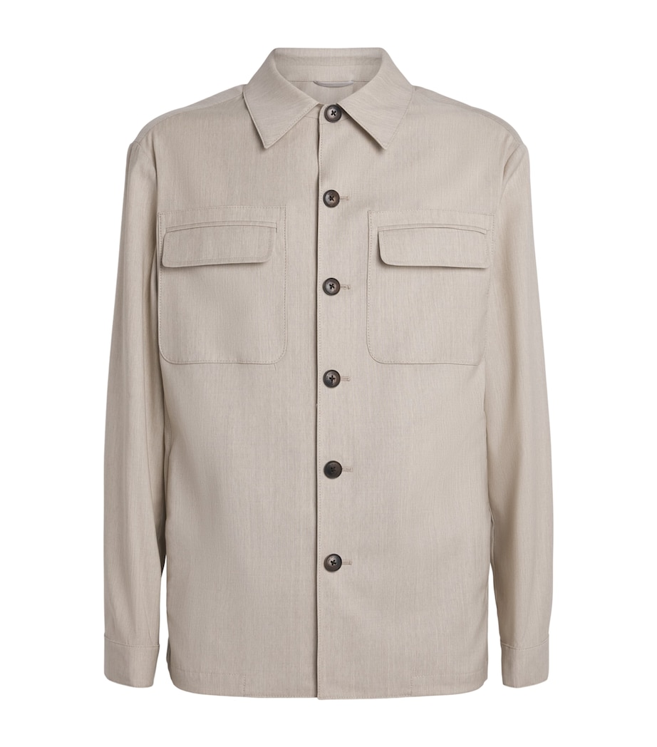 Pal Zileri Mens Stretch-Virgin Wool Overshirt Natural Image 1