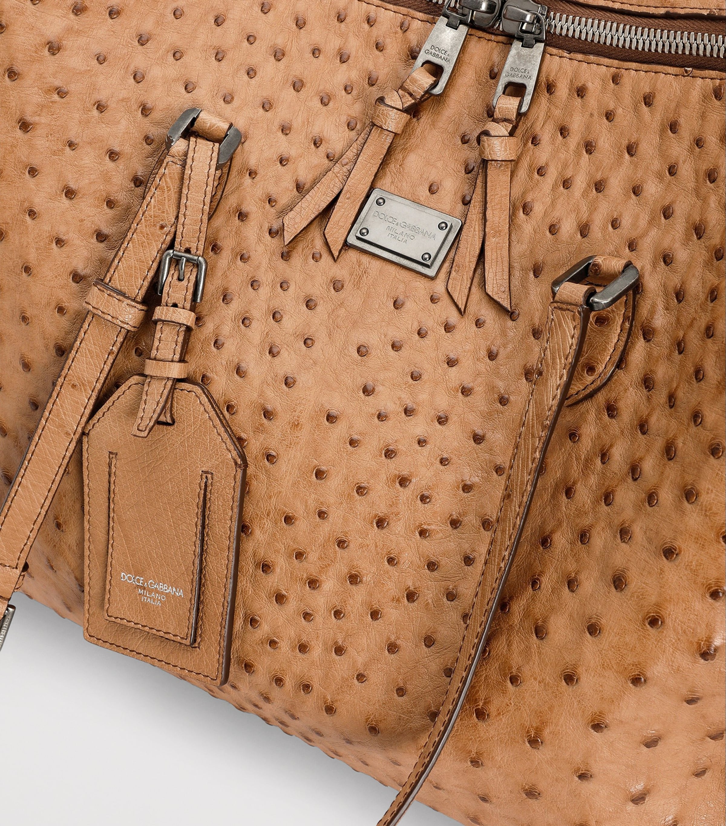 Ostrich Leather Vittoria Shoulder Bag 80040-CAMEL Image 8