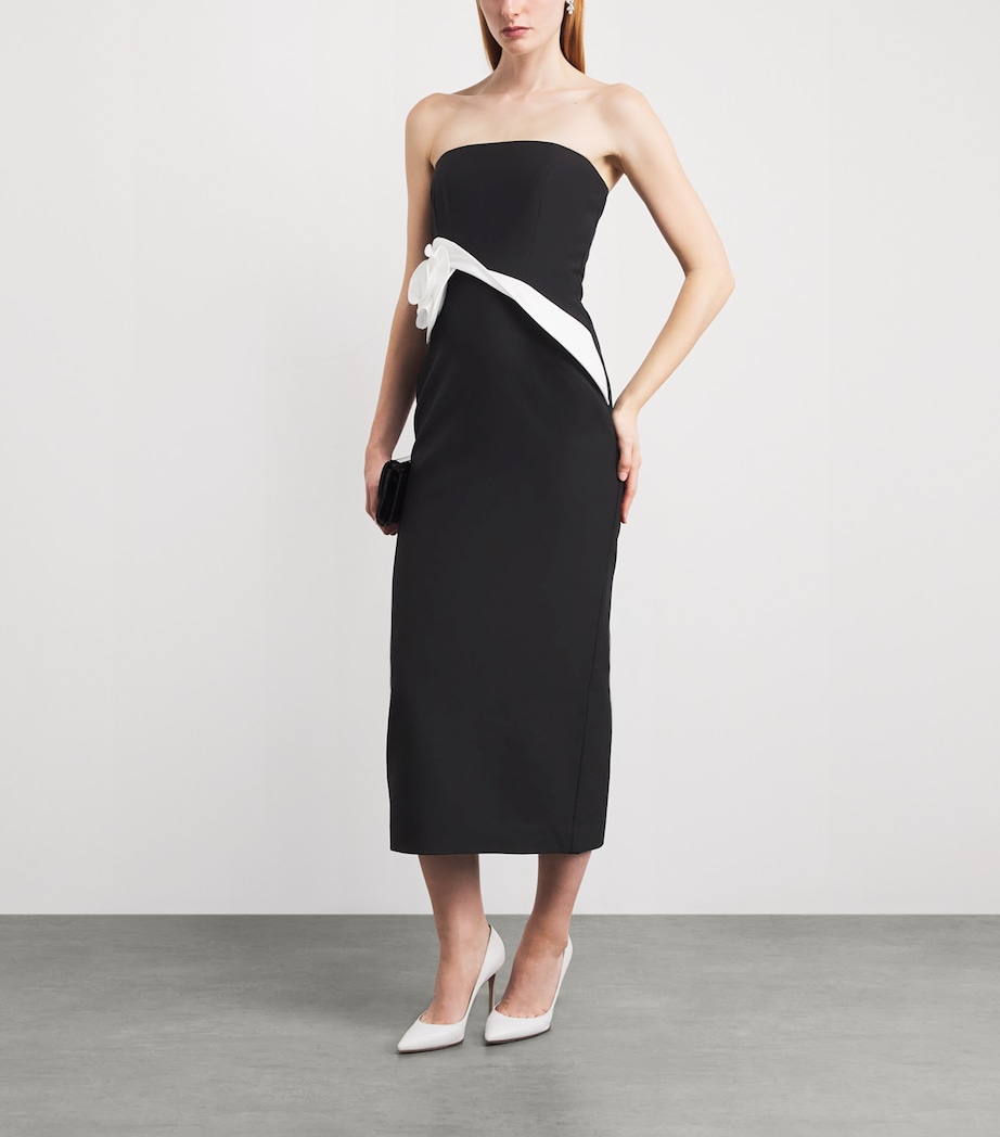 Roland Mouret Womens Flower Appliqué Midi Dress Black Image 2