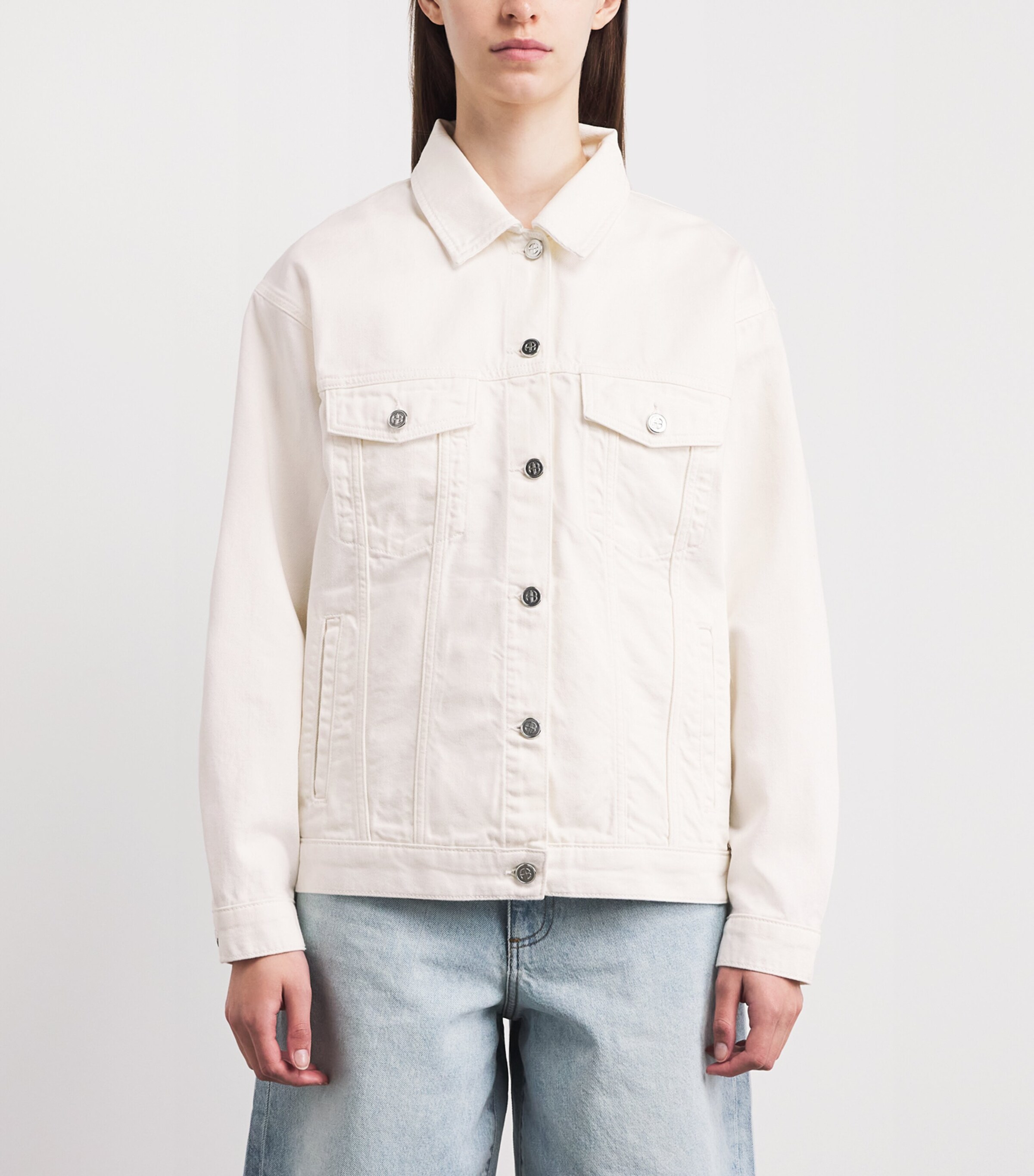 ANINE BING Womens Rory Denim Jacket Ecru Image 4