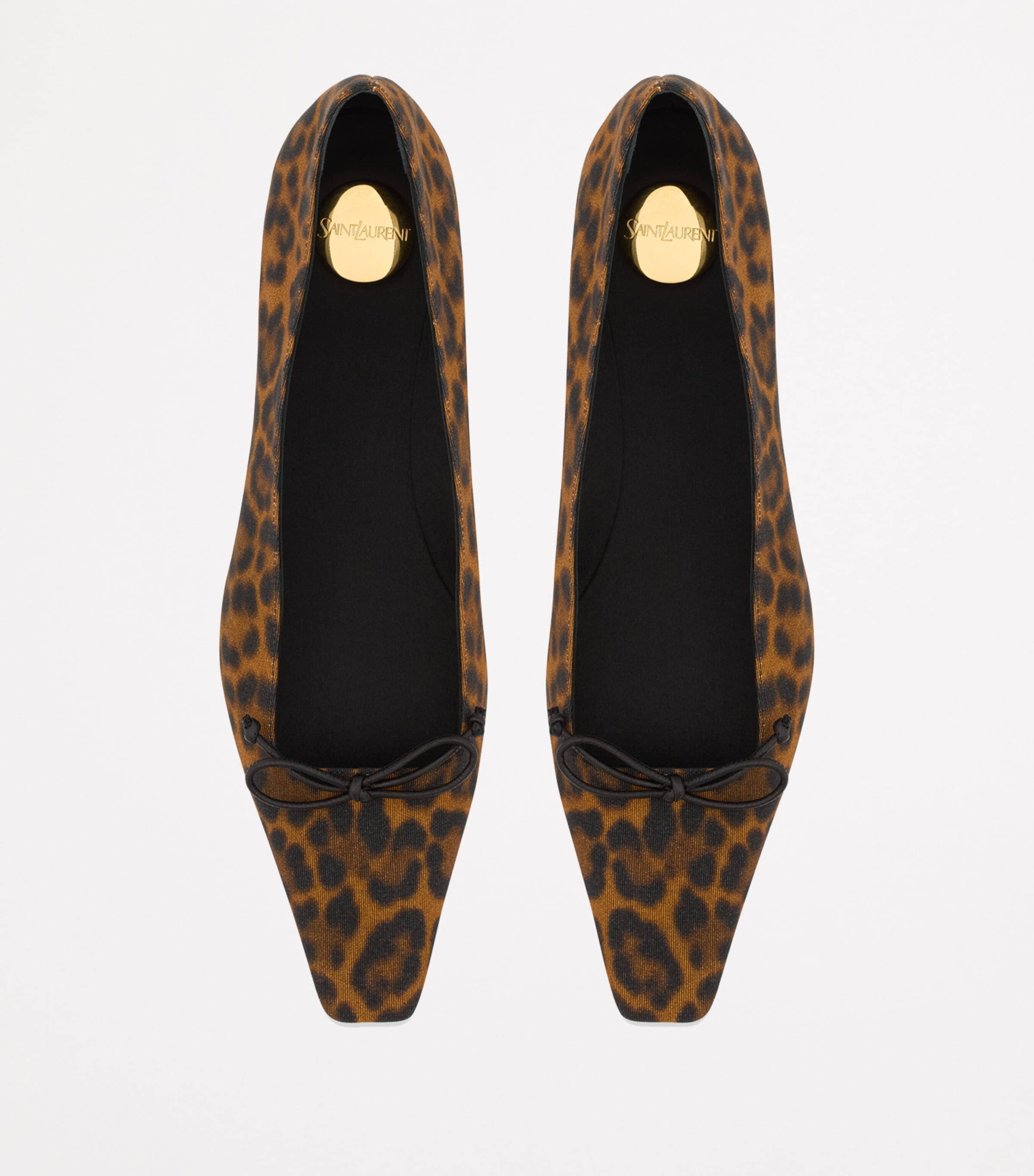 Saint Laurent Leopard Poppy Ballet Flats In Brown