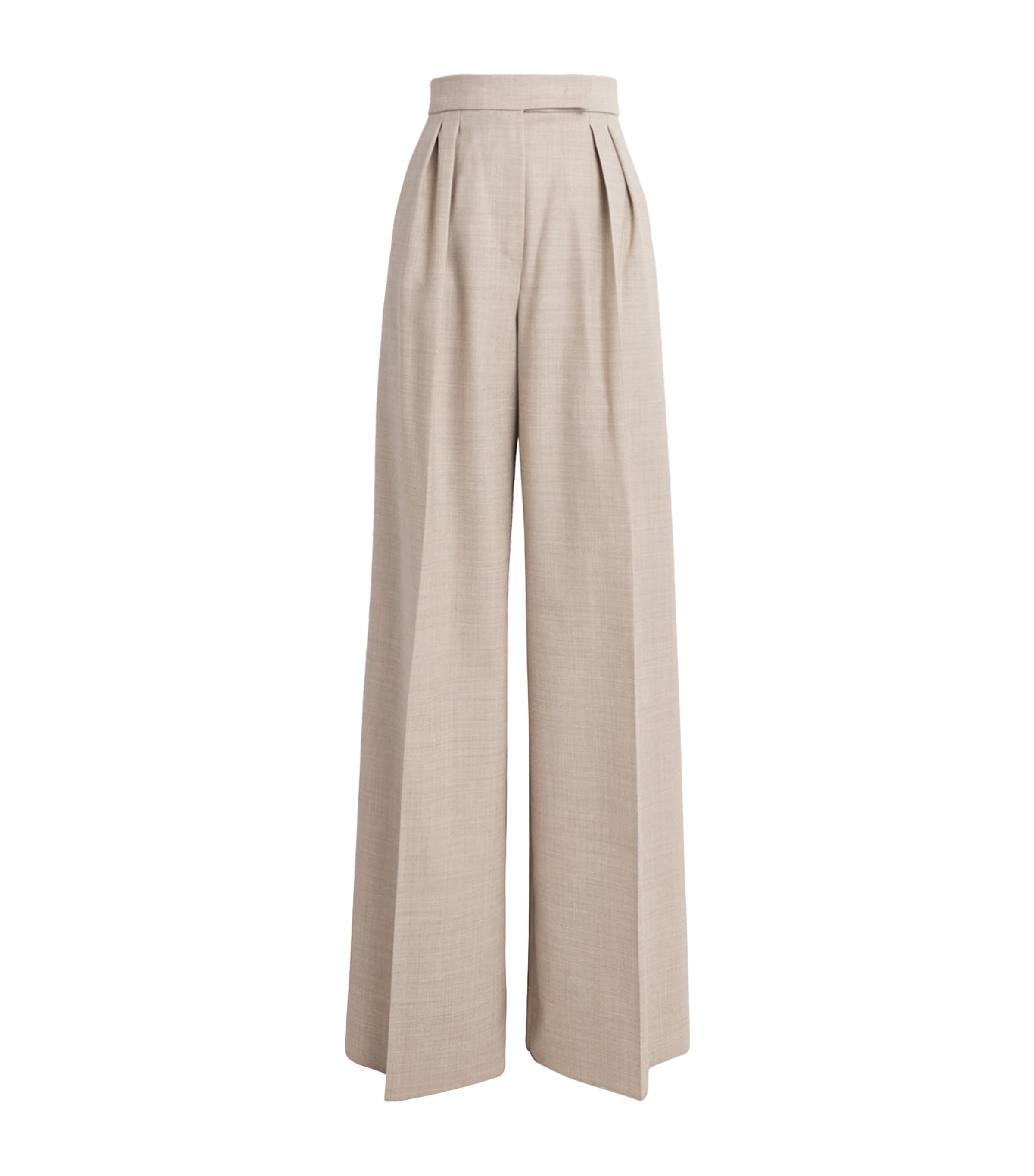 Shop Max Mara Virgin Wool Tailored Trousers In Beige