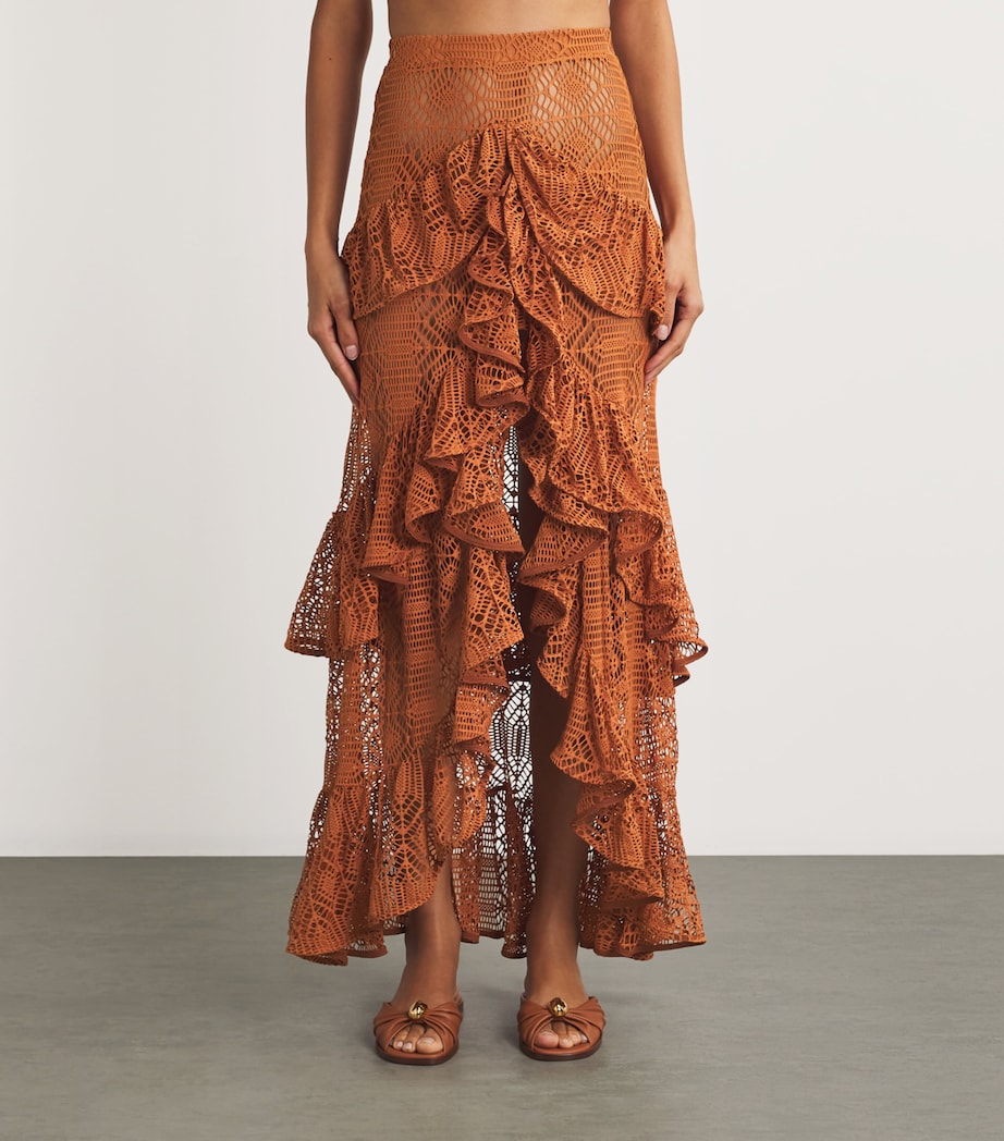 PatBO Womens Pine Lace Maxi Skirt Brown Image 3