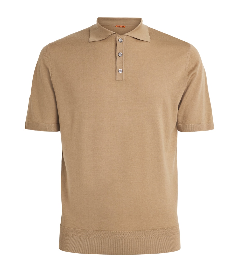 Barena Mens Merino Polo Shirt Camel Image 1