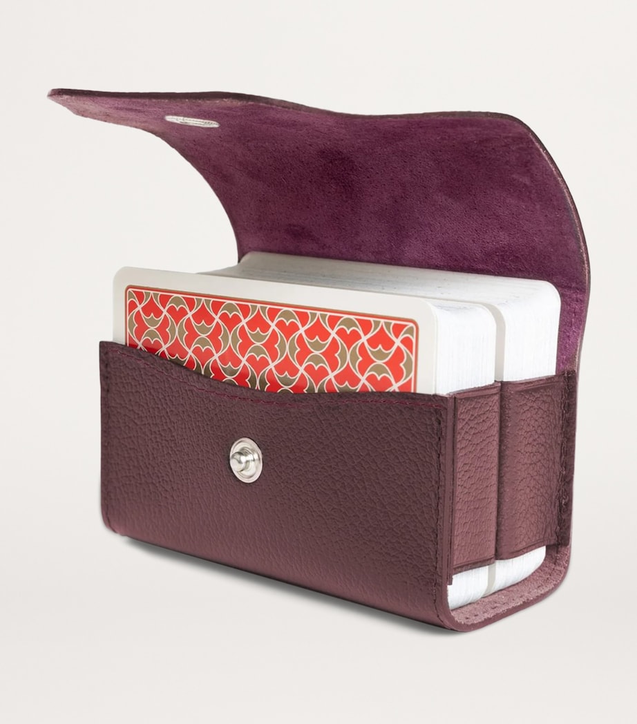 Leather Double Playing Cards Case BORDEAUX Image 2