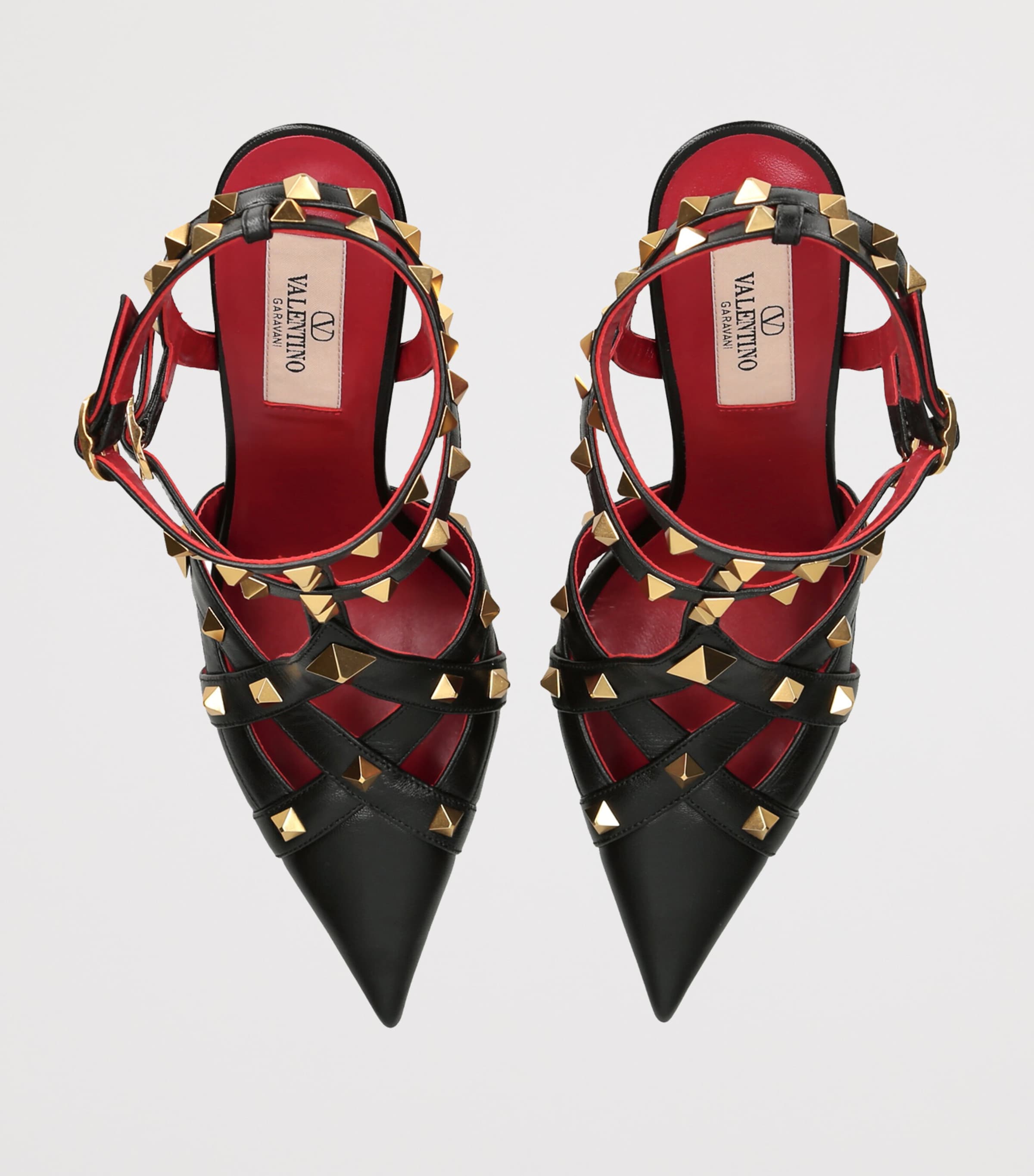 Valentino Garavani Leather Studdy Heeled Sandals 100 Blk/other Image 4