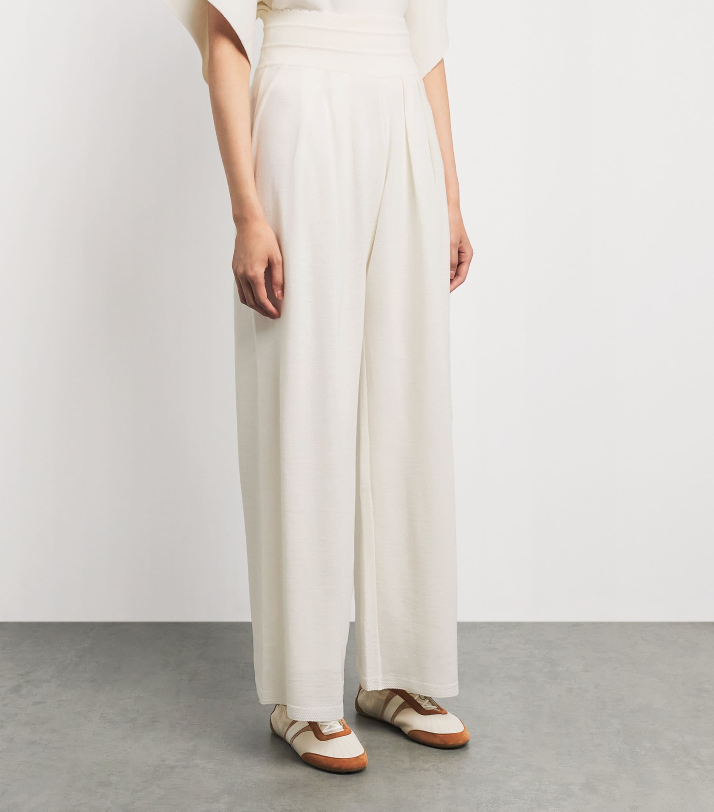 Molli Womens Virgin Wool Wide-Leg Trousers Milk Image 4