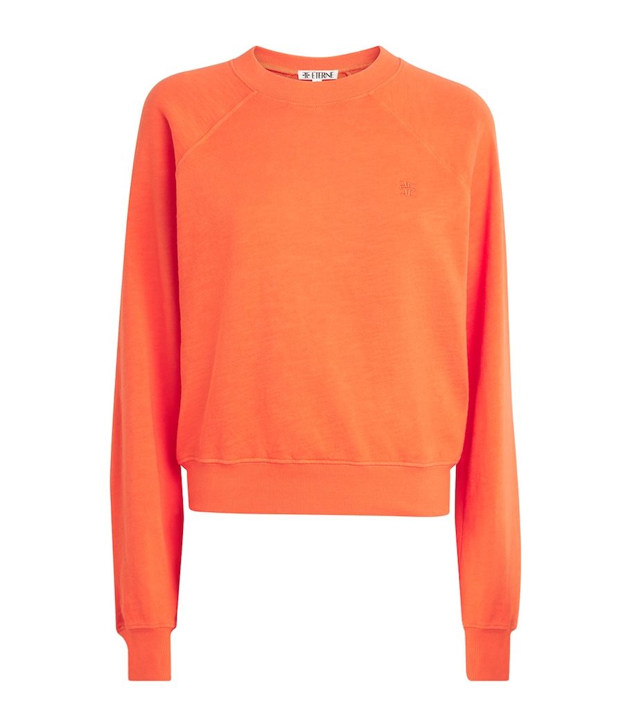 ÉTERNE Womens Cotton Shrunken Raglan Sweatshirt Papaya Image 1