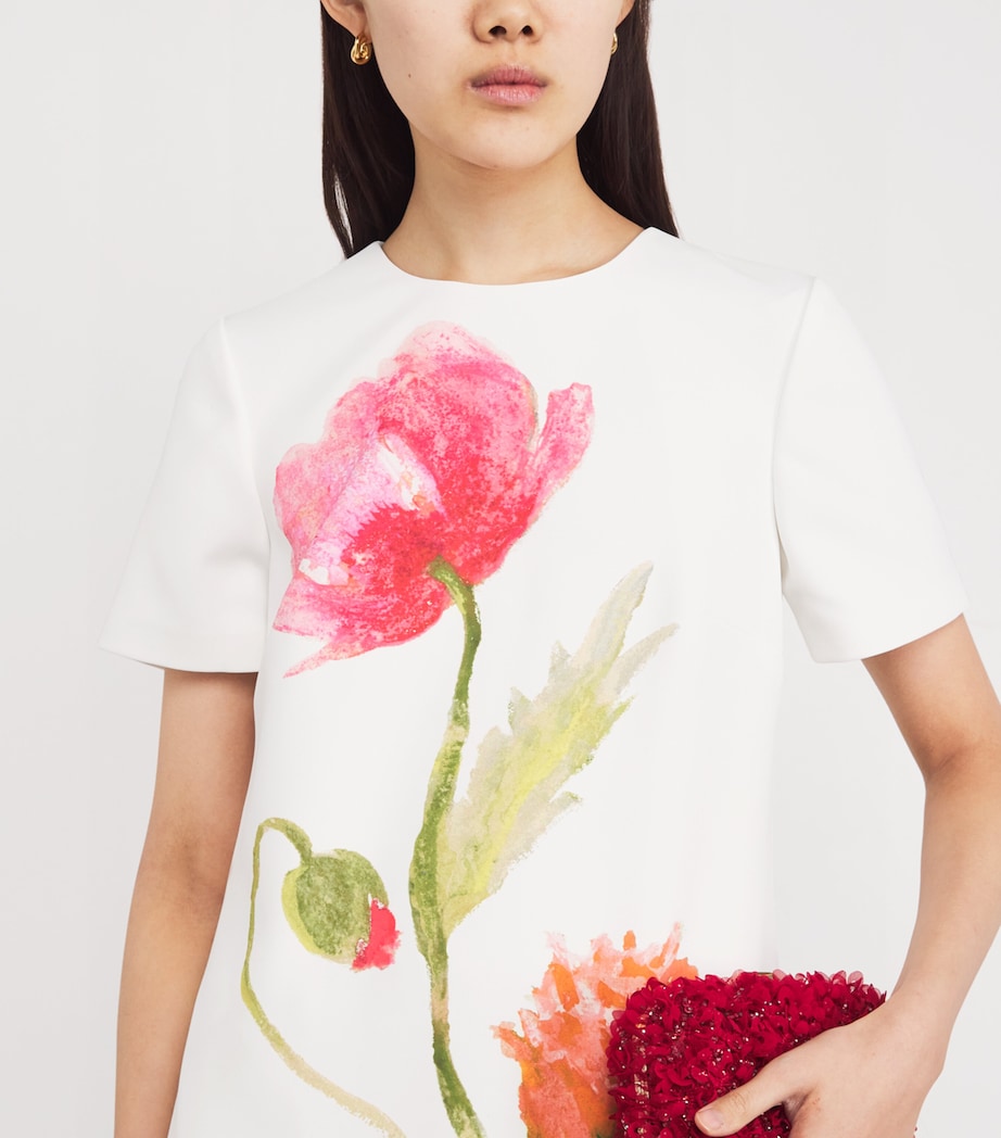 Poppy Print Midi Dress 101 WHITE MULTI Image 4