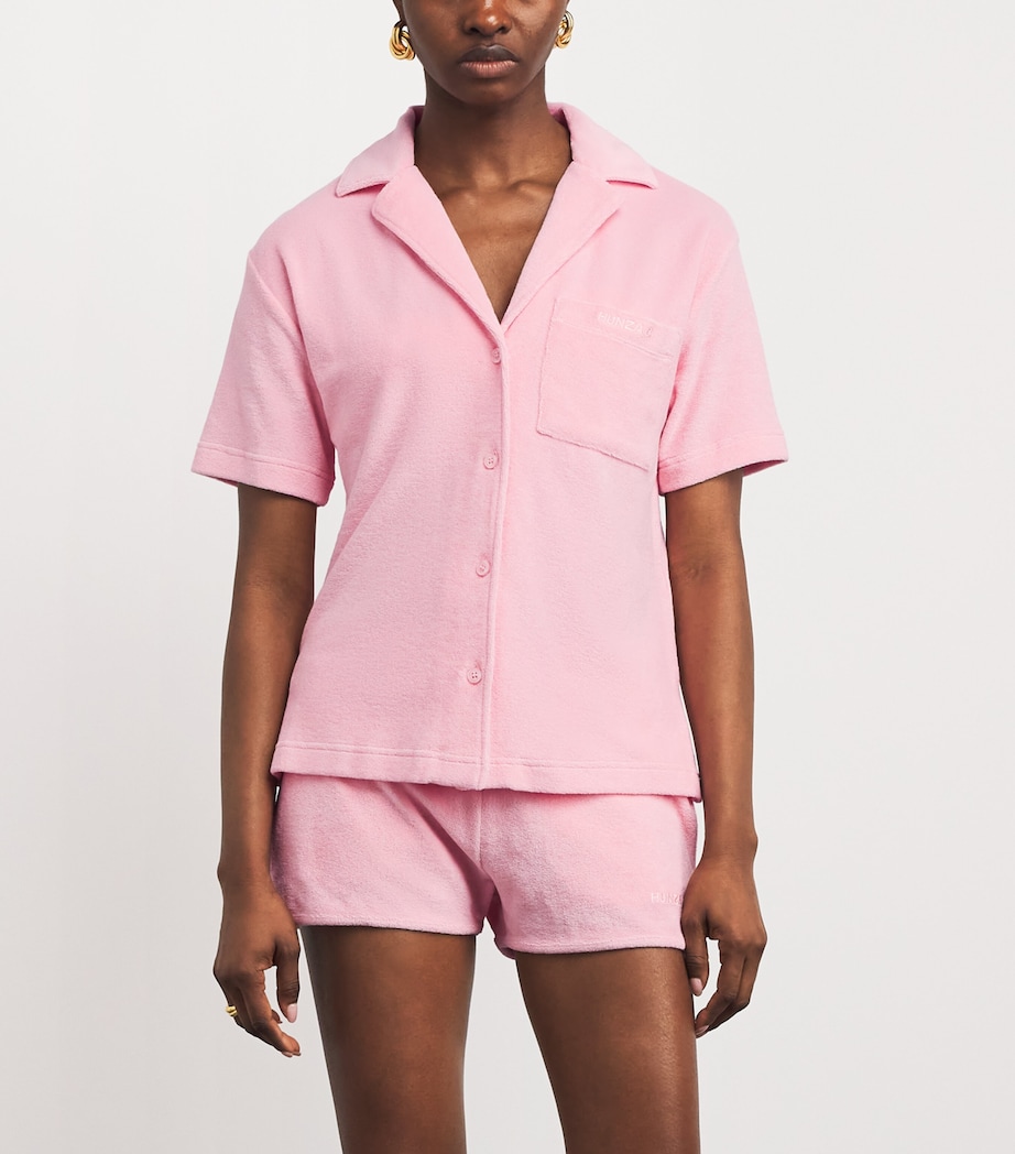 Hunza G Womens Towelling Resort Shirt Pink Image 4