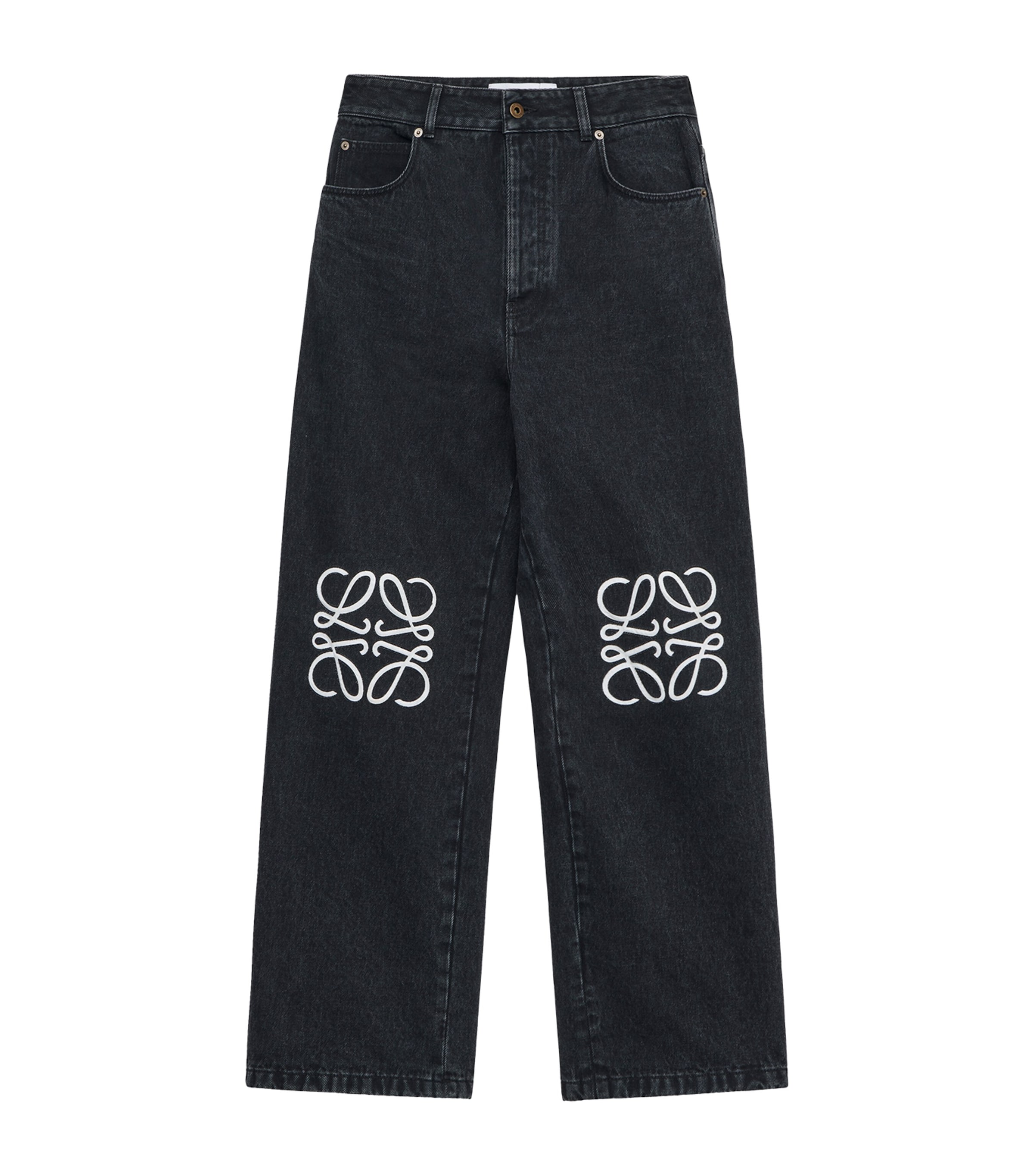 Loewe Mens Black Anagram-embellished Straight-leg Jeans In Black
