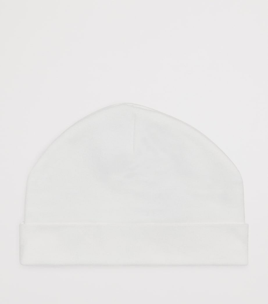PAINT MY DREAMS Cotton Embroidered ‘Q’ Beanie White Image 2