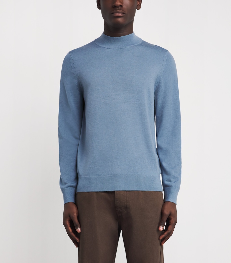 Wool High-Neck Sweater CHAMBRAY. Image 3
