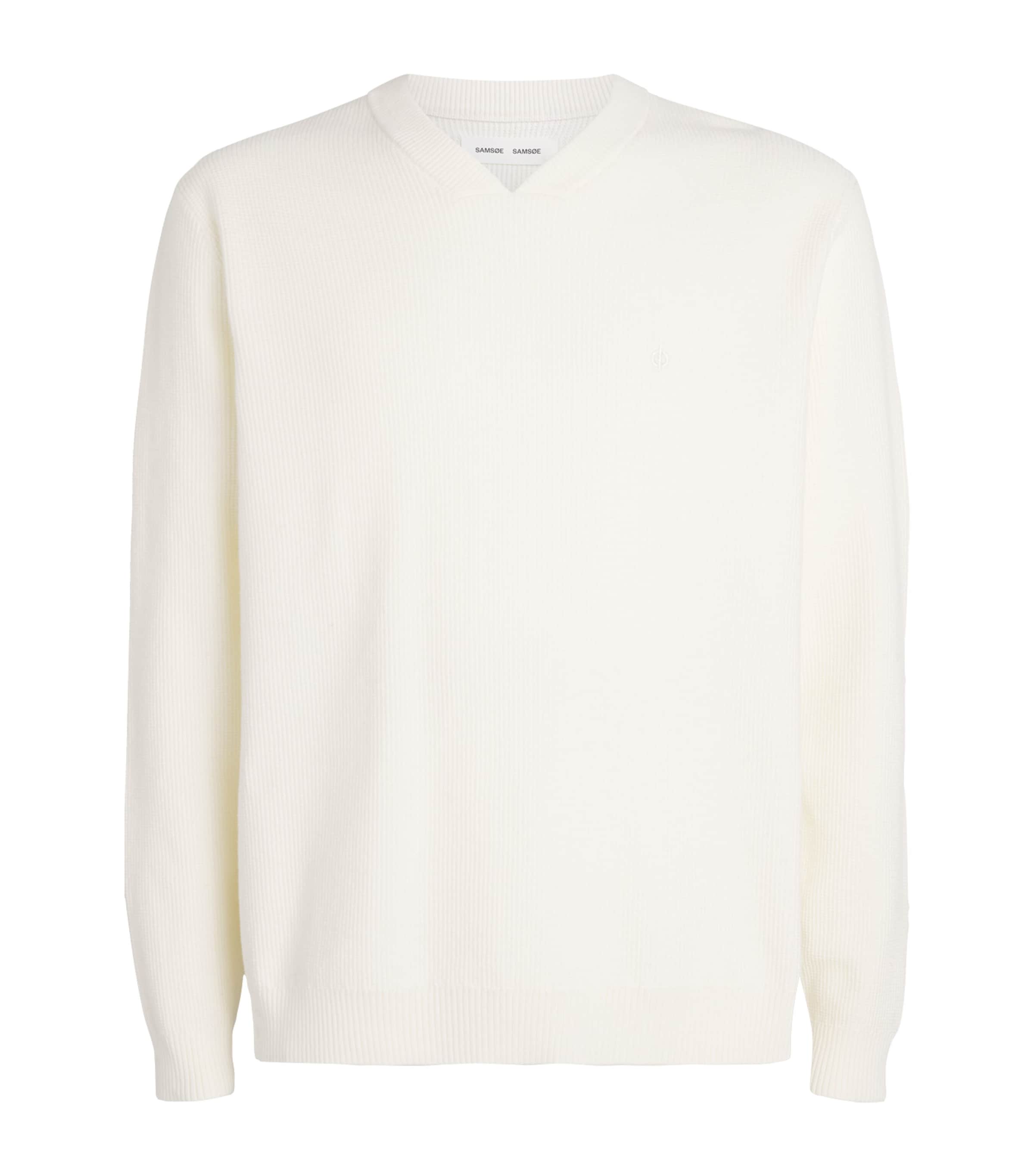 Samsøe Samsøe Mens Saklas V-Neck Sweater Clear Cream Image 1