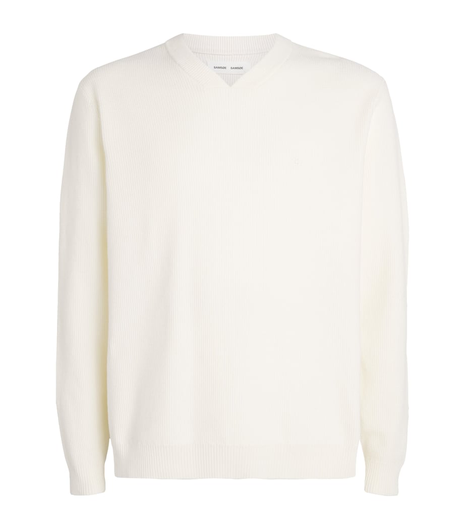 Samsøe Samsøe Mens Saklas V-Neck Sweater Clear Cream Image 1