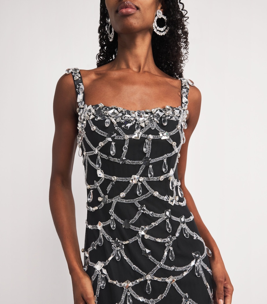 Sheer-Tulle Crystal Gown BLACK/SILVER Image 4