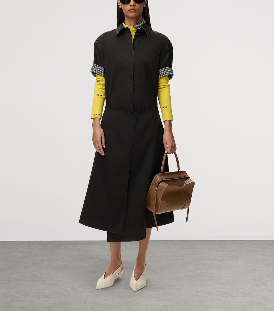 LOEWE Womens Cotton-Silk Midi Shirt Dress Black Image 2