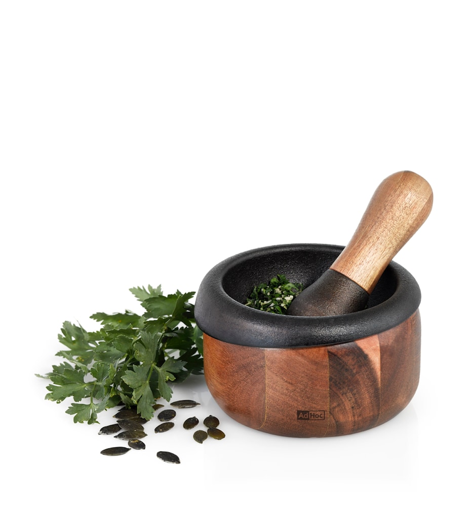 AdHoc Wood Crush Pestle and Mortar Brown Image 3