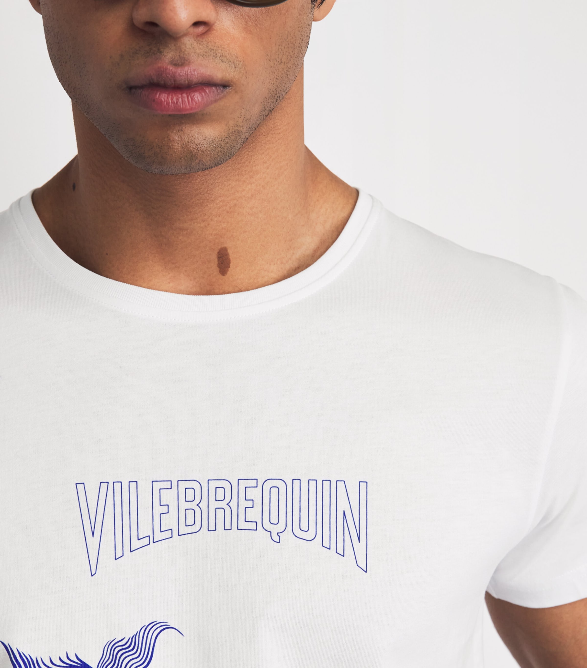 Vilebrequin Mens Cotton Thom Whales T-Shirt Blanc Image 3