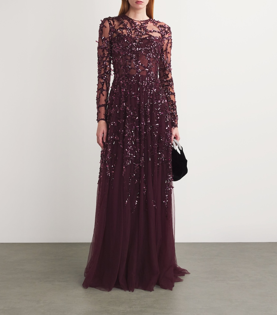Zuhair Murad Womens Crystal Thorn-Embellished Gown Potent Purple Image 2