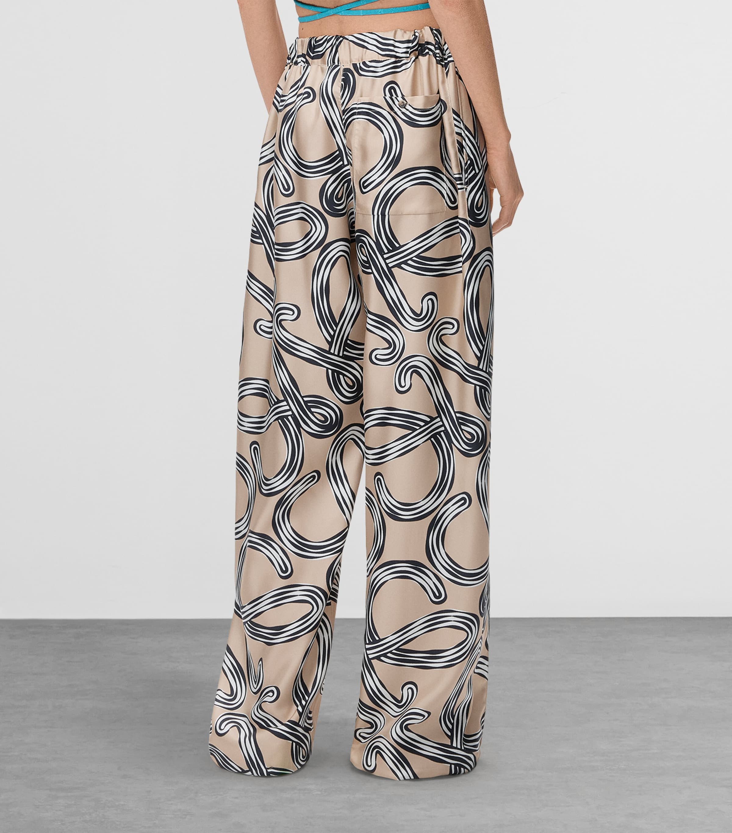 LOEWE Womens x Paula’s Ibiza Silk Drawstring Trousers Beige/black Image 4