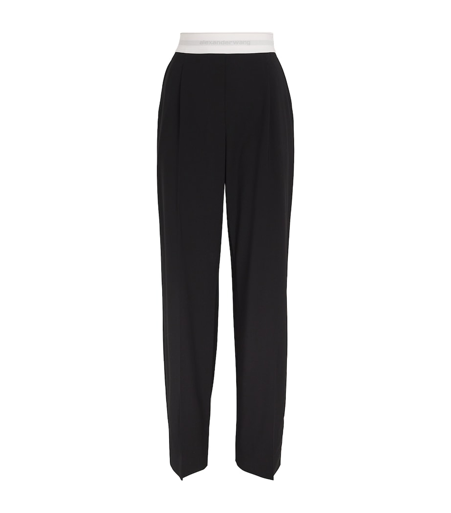 Wool-Blend Elasticated High-Rise Tailored Trousers BLACK 001 Image 1