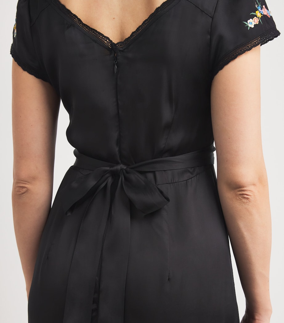 Satin Embroidered Carey Midi Dress ORCHARD EMBR BLACK Image 6