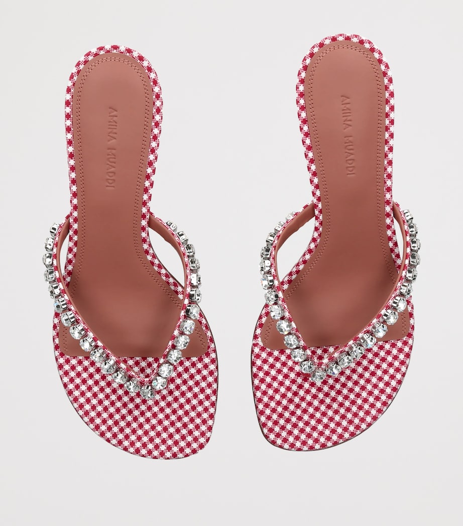 Amina Muaddi Embellished Gigi Thong Sandals 45 White/red Image 4