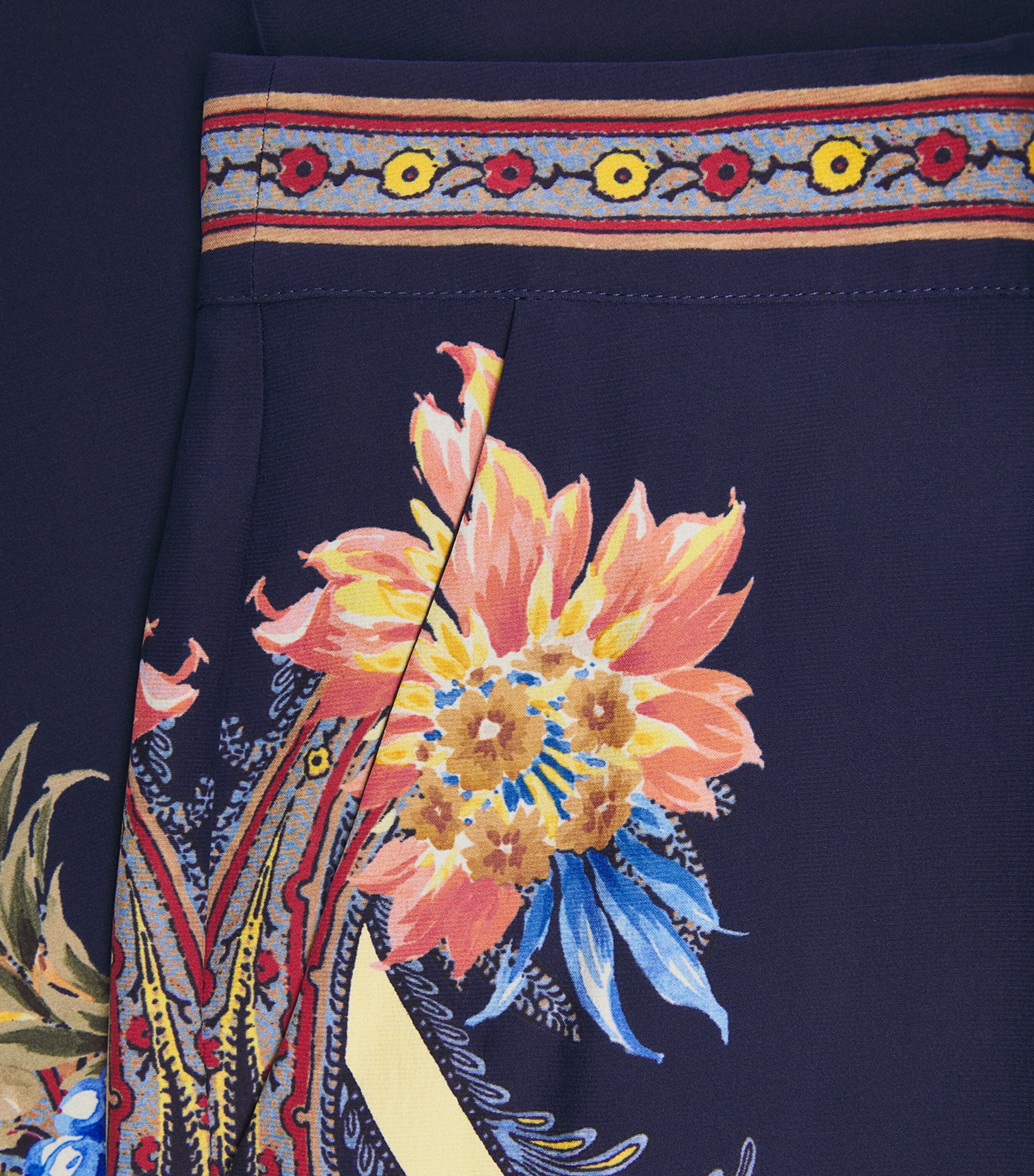 Etro Womens Silk Floral Straight Trousers Print/blue Bs Image 6