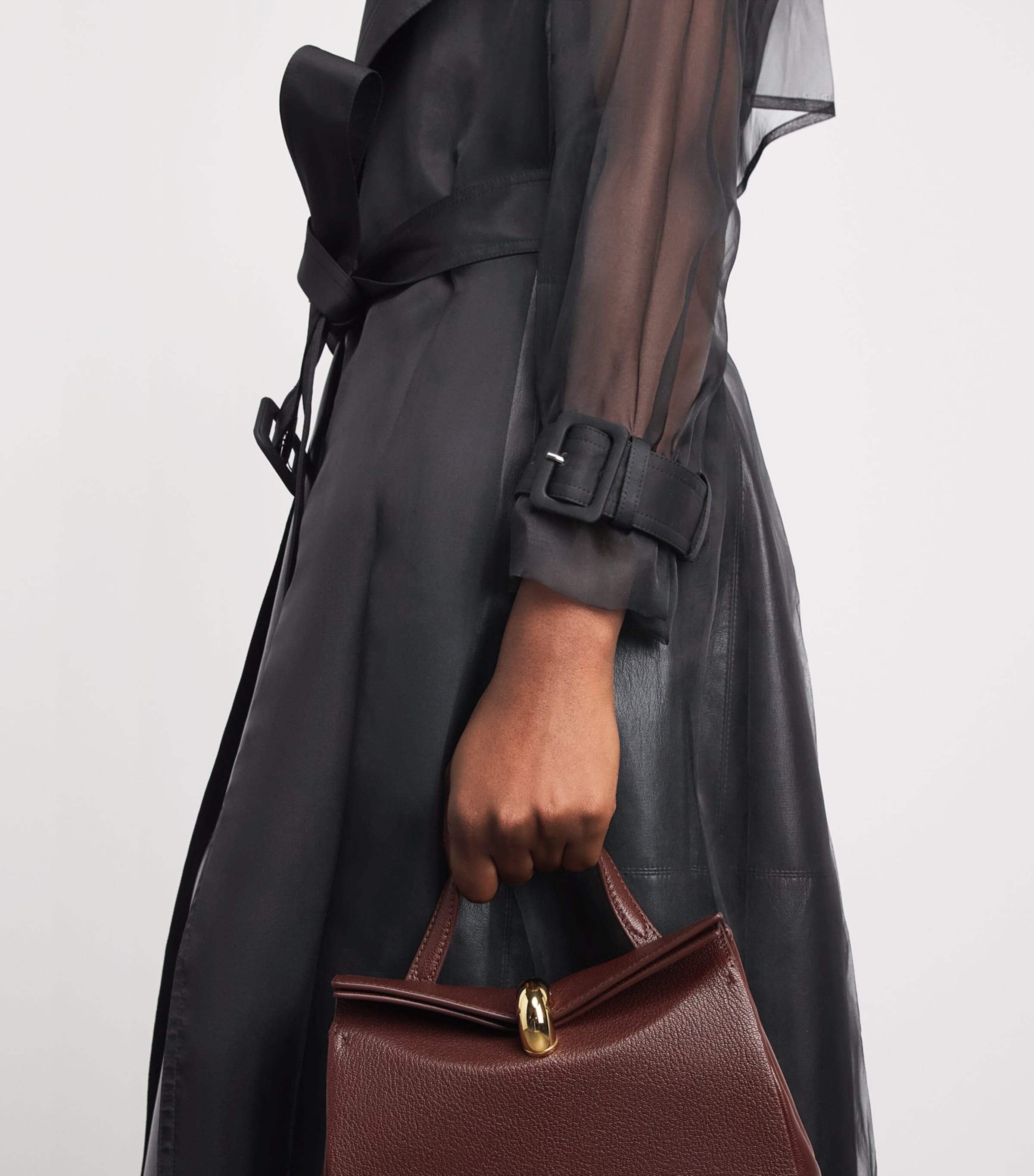 Alice+Olivia Womens Sheer Silvia Trench Coat Black Image 3