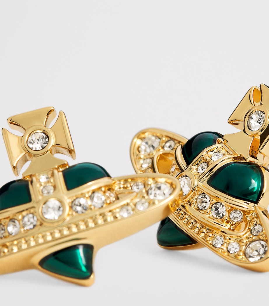 Diamante Heart Stud Earrings GOLD/QUARTZ CRYSTAL Image 5