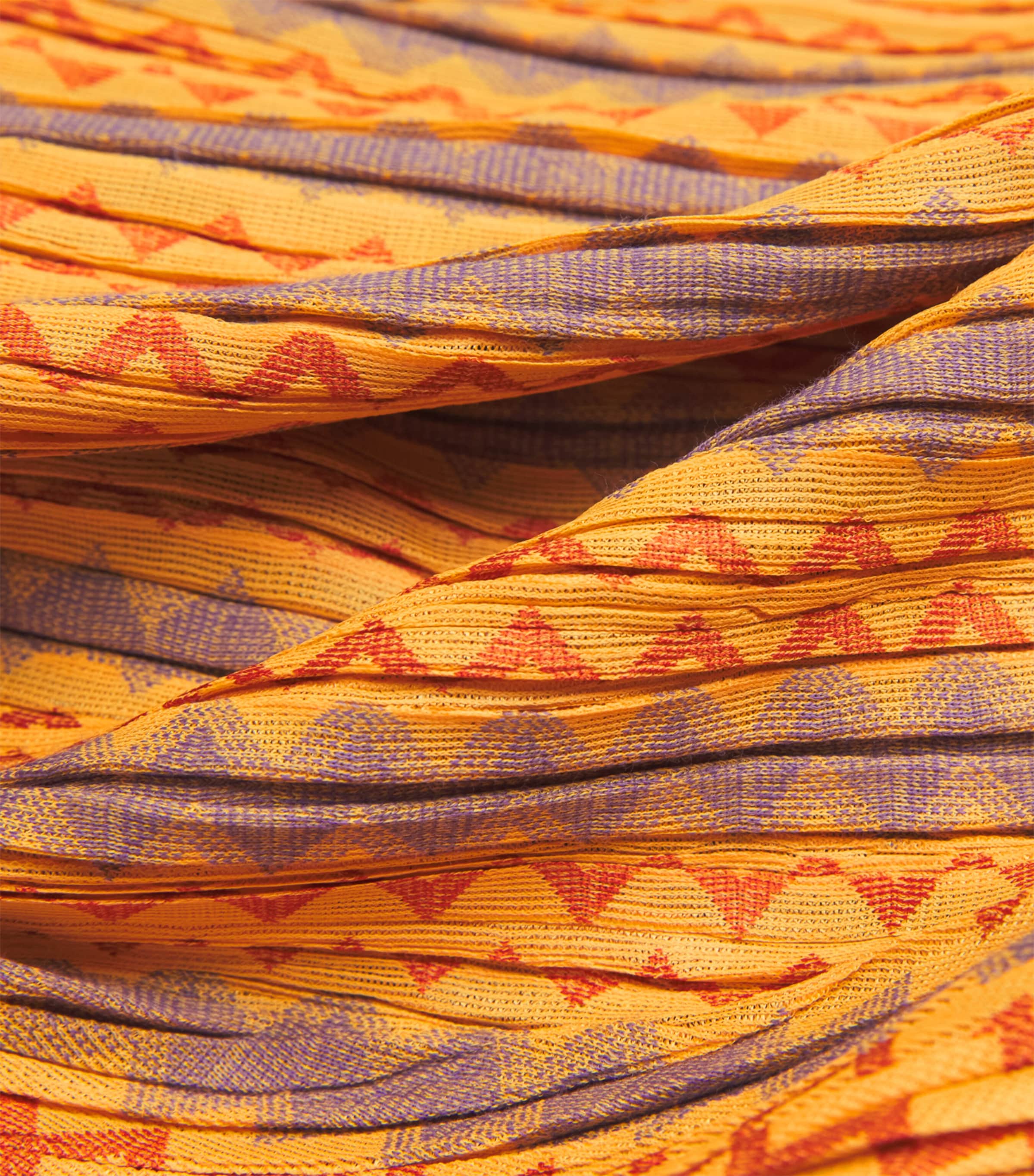 Pleats Please Issey Miyake Womens Cotton-Blend Zigzag Top Yellow Orange Image 6