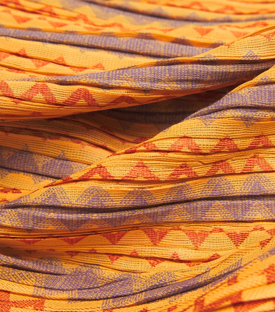 Pleats Please Issey Miyake Womens Cotton-Blend Zigzag Top Yellow Orange Image 6