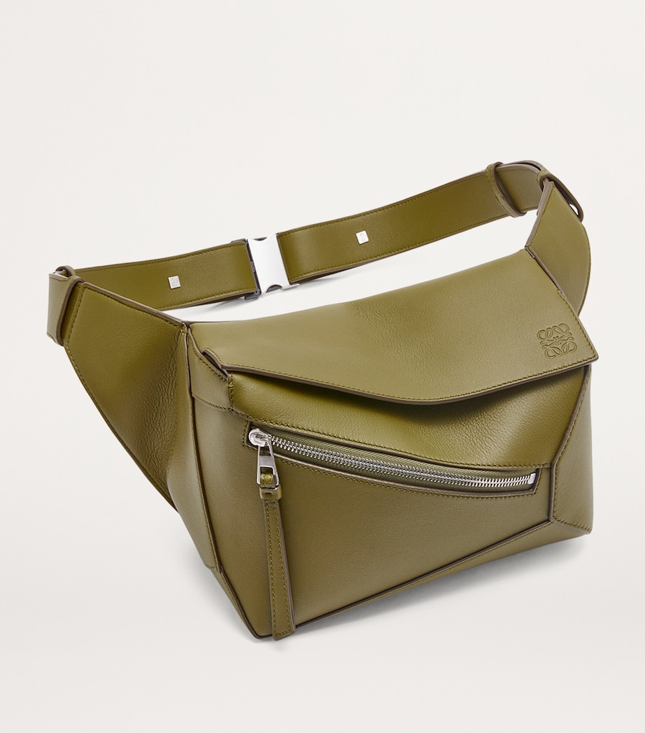 Small Leather Puzzle Edge Belt Bag OLIVE Image 5