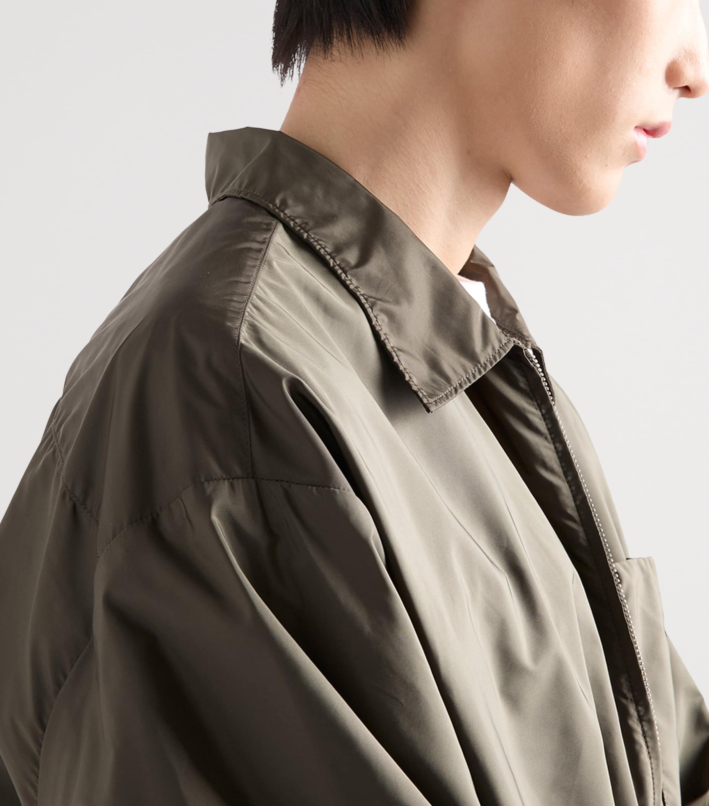 Prada Mens Re-Nylon Zipped Shirt Green Image 5