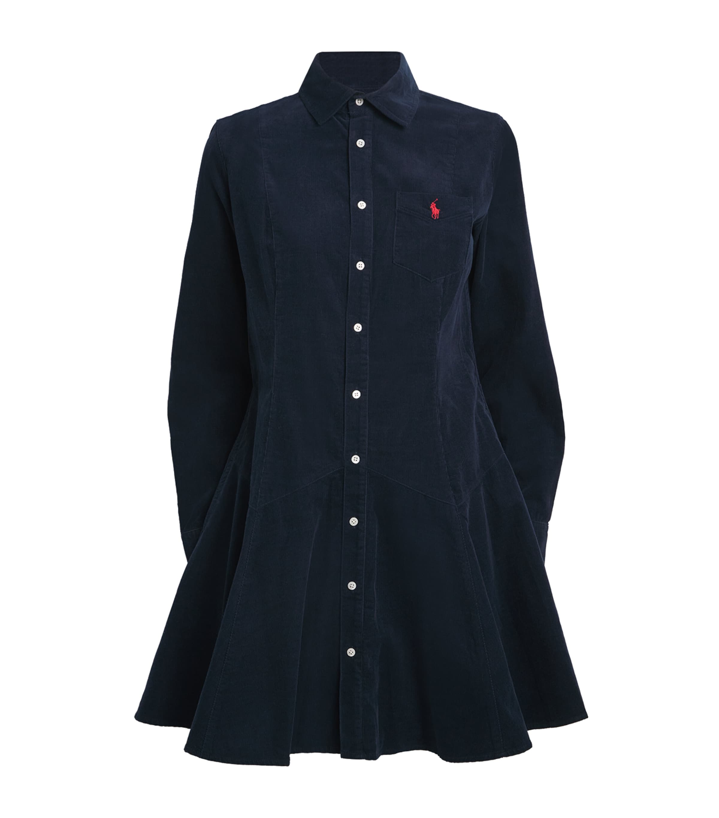 Polo Ralph Lauren Cotton Corduroy Mini Shirt Dress In Multi