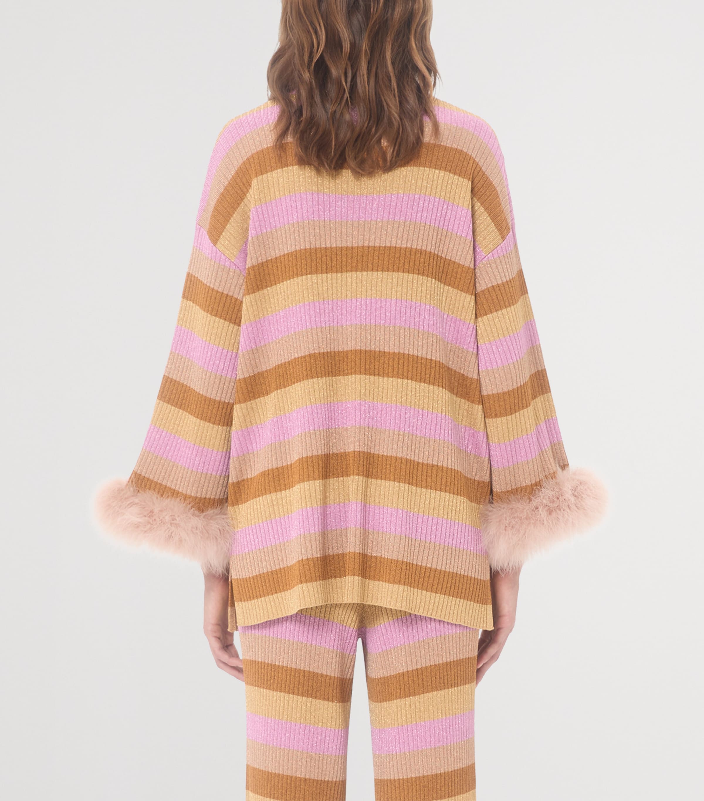 Valentino Womens Lurex Feather-Trim Sweater Image 4