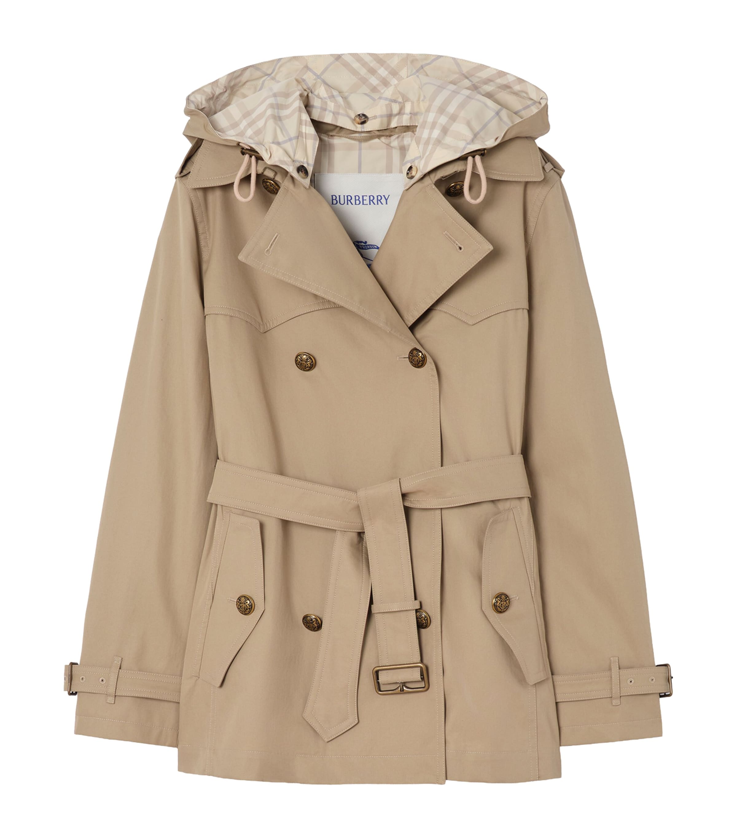 Burberry Womens Tropical Gabardine Foxfield Trench Coat Saltmarsh Beige Image 1